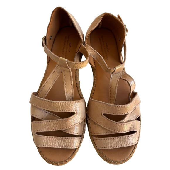 Naguisa Shoes - Naguisa Anthropologie Nude Leather Espadrille Sandals 40